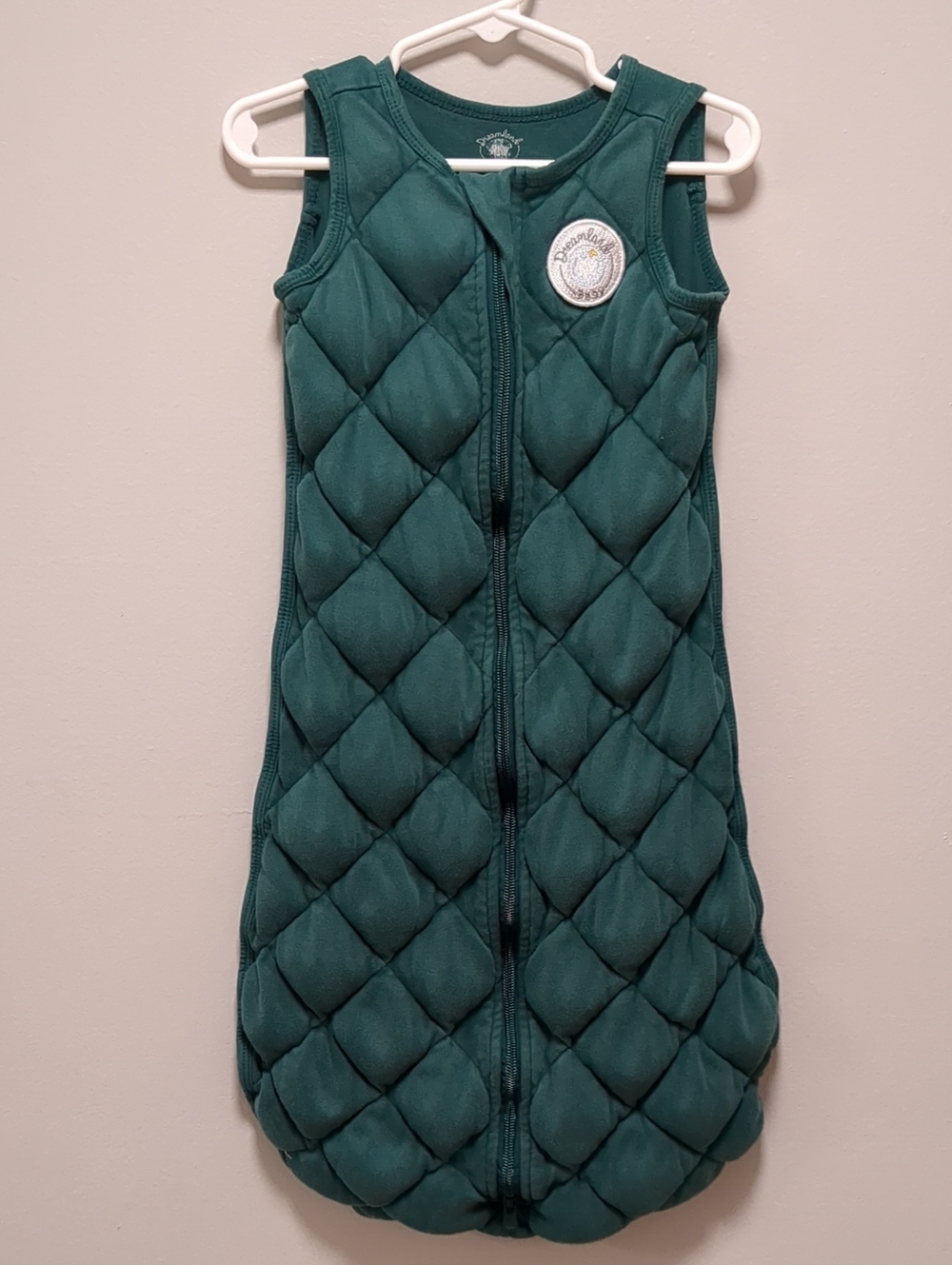 Kids Quilted Sleep Sack - Teal Green Sleeveless Zippered Wearable Blanket